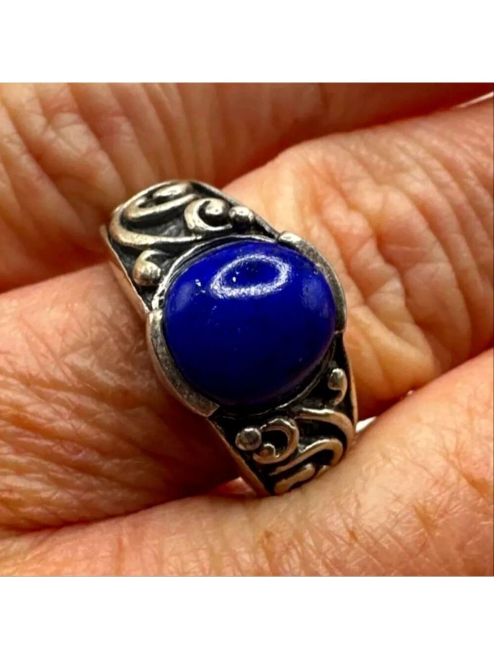 Sterling Silver NK Blue Lapis Stone Ring Sz 7  7.73G